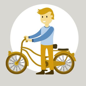 Illustrator of teen with bicycle