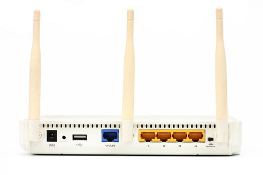 Connect the ethernet port on the back of the router.