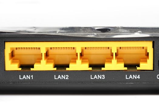 Connect the ethernet port on the back of the router.