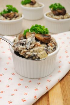 Mushrooms baked in a creamy sauce