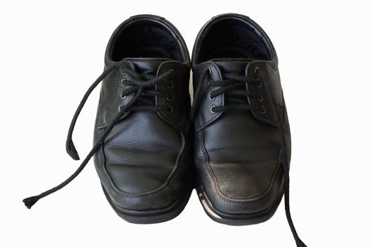 Shoes black students on white background