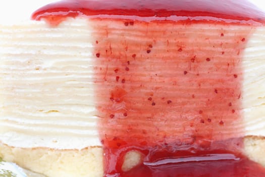 Strawberry cake on a white background.