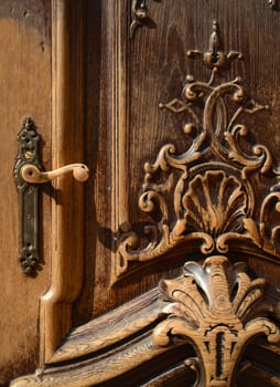 Architectural Detail Of A Ornamental Wooden Door