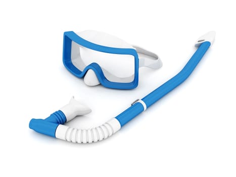 mask and snorkel on a white background