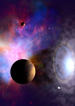 Far-out planets in a space against stars."Elements of this image furnished by NASA".