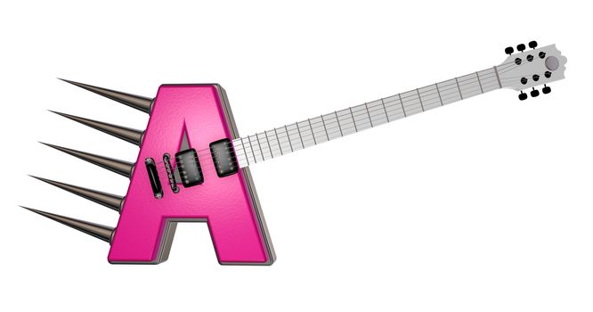 letter a guitar with prickles on white background - 3d illustration