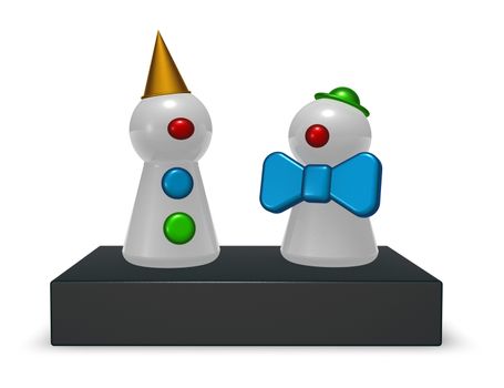 play figure clowns on white background - 3d illustration