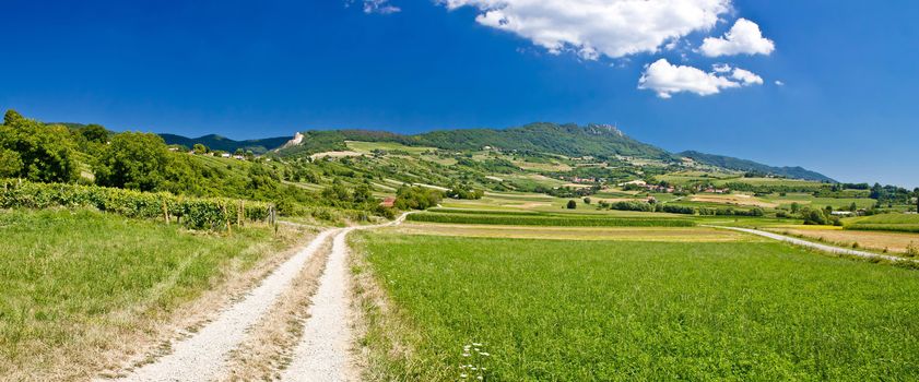 Amazing green mountain scenery in Croatia, panoramic view of Kalnik mountain