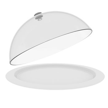 A plate with glass cover. Isolated render on a white background