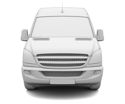 Sketch white van. Isolated render on a white background