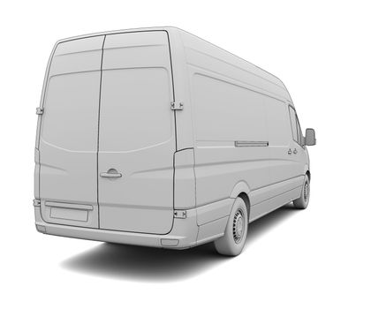 Sketch white van. Isolated render on a white background