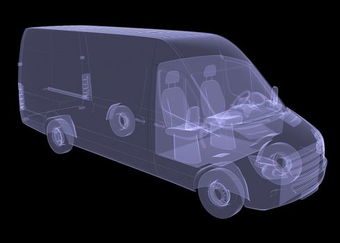 Business minibus. Isolated render of an X-ray