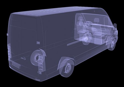 Business minibus. Isolated render of an X-ray