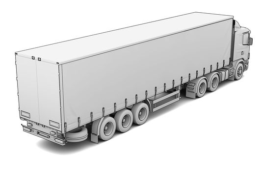 Sketch white truck. Isolated render on a white background