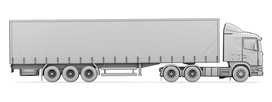 Sketch white truck. Isolated render on a white background