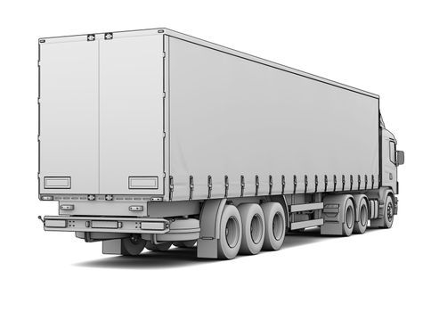 Sketch white truck. Isolated render on a white background