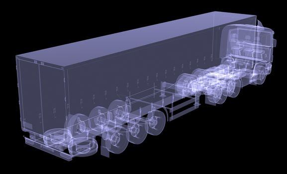 Big truck tractor. Isolated render of an X-ray