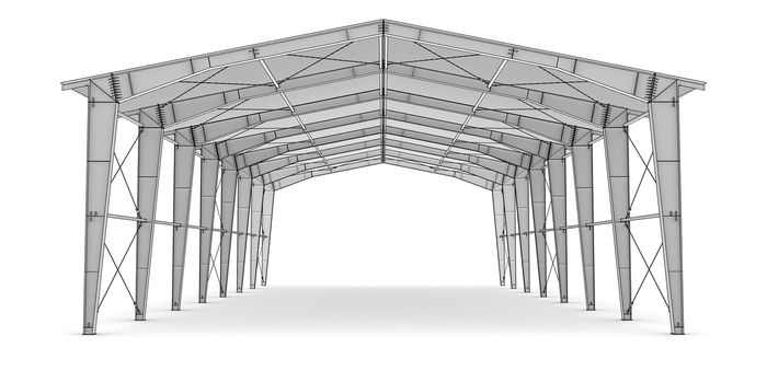 Sketch of industrial architecture. isolated 3d render on white background