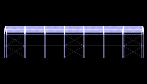 Sketch of industrial architecture. Isolated render of an X-ray