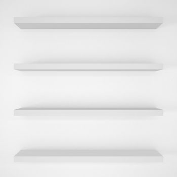 Four shelves for exposure. 3d render. Grey colour