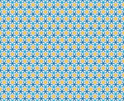 background snowflakes blue and yellow star pattern