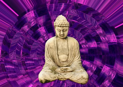 buddha and psychedelic or trippy purple background