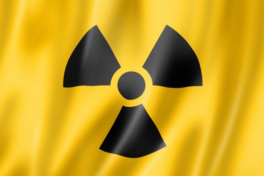 radioactive nuclear symbol flag, three dimensional render, satin texture