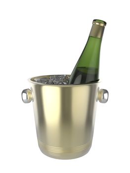 Ice bucket with bottle of wine