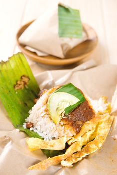 Nasi lemak (Malaysia National Dish) Asian food.