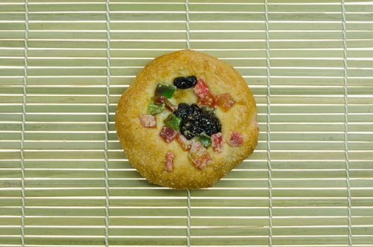  bread with raisin and  dried fruits on wooden background