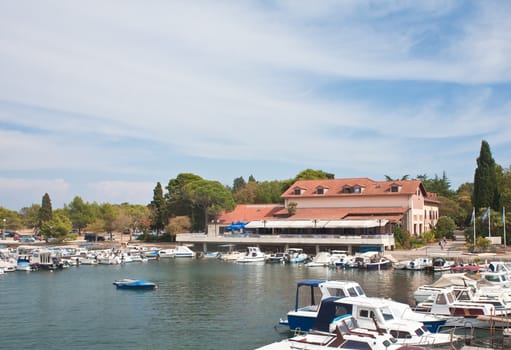 The hotel and parking for boats. Croatia