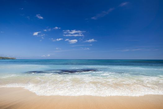 Beautiful landscape picture of a white sand tropical beach