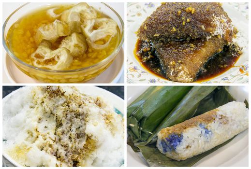 Southeast Asian Singapore and Malaysia Local Dessert and Snacks Closeup Collage