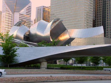 Chicago, USA - June 07, 2005: The Jay Pritzker Pavilion hosts various musical acts in Chicago.  It is part of Millennium Park and was opened in 2004.