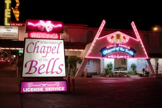 Las Vegas, USA - August 26, 2009: Chapel of the Bells in Las Vegas is a wedding chapel and has been in business over 50 years.