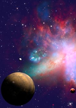 Far-out planets in a space against stars."Elements of this image furnished by NASA".