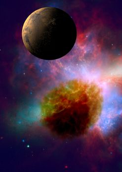 Far-out planets in a space against stars."Elements of this image furnished by NASA".