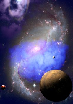 Far-out planets in a space against stars."Elements of this image furnished by NASA".