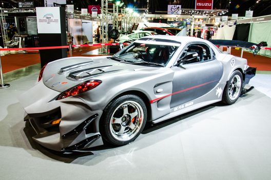 BANGKOK - JUNE 20 :  Mazda RX-7 HARAMEKI car on display at Bangkok International Auto Salon 2013 Exciting Modified Car Show on June 20, 2013 in Bangkok, Thailand.