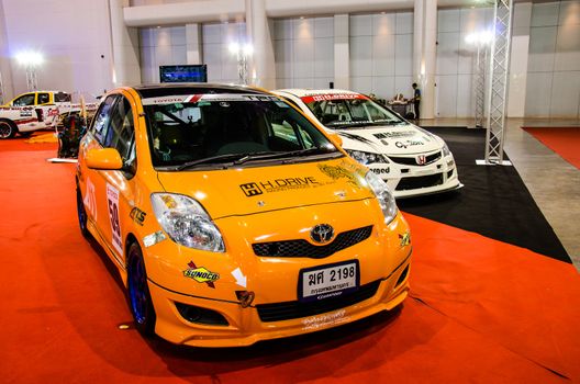 BANGKOK - JUNE 20 : Toyota Yaris car on display at Bangkok International Auto Salon 2013 Exciting Modified Car Show on June 20, 2013 in Bangkok, Thailand.