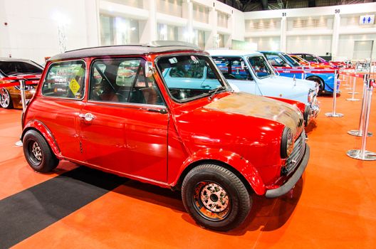 BANGKOK - JUNE 20 : Austin mini car on display at Bangkok International Auto Salon 2013 Exciting Modified Car Show on June 20, 2013 in Bangkok, Thailand.