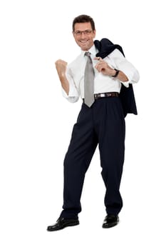 adult businessman happy successful isolated on white background