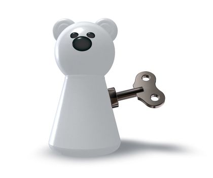 wind-up polar bear on white background - 3d illustration