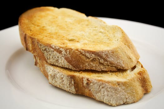 Crispy toasted sourdough bread slices ready to serve.