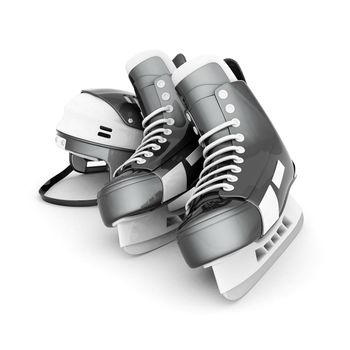 hockey equipment isolated on a white background