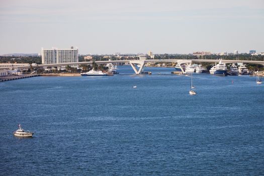 Fort Lauderdale Waterway with Drawbridge and Boat Traffic
