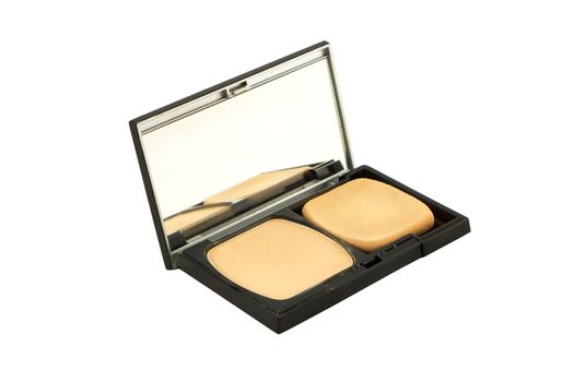 Cosmetic Powder Compact isolate on white with cliping mask.