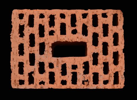 Isolated Red Brick On Black Background With Clipping Path