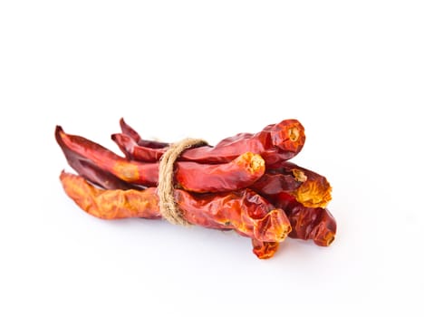 Dried chili peppers isolated on white background