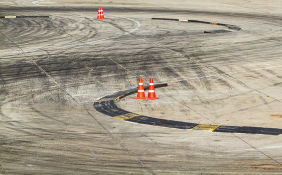Background with tire marks on road track
